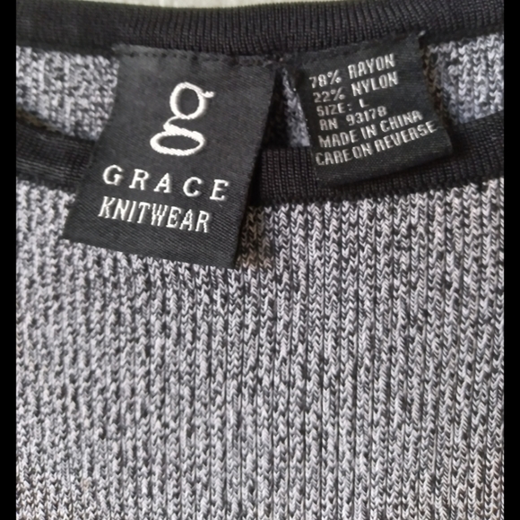 3/$12 Grace Knitwear Large Gray Striped Tank - Picture 7 of 8